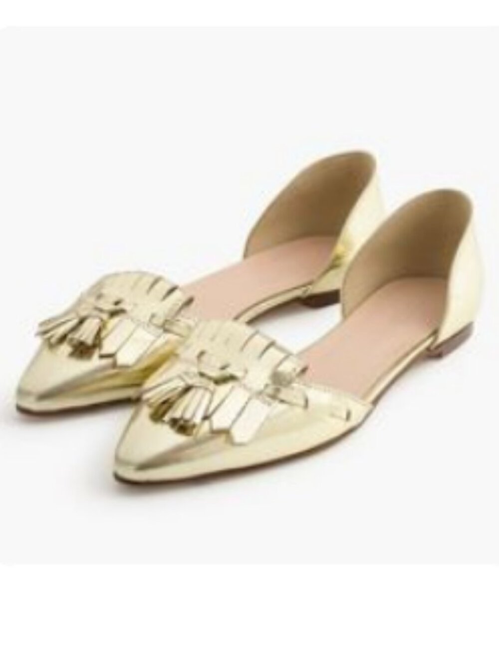 J. Crew Metallic Pointed Tassel D'Orsay Driver Loafer Flats in Gold Size 9